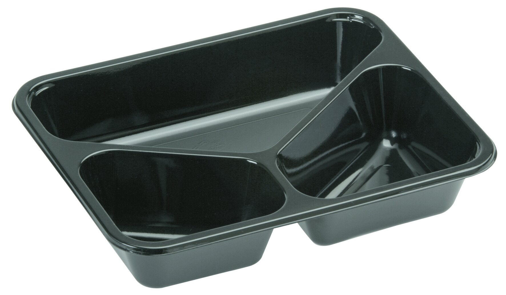 Barquette menu rCPET 1025ml noir 178x227x43mm, 3 comp., 2227-2F