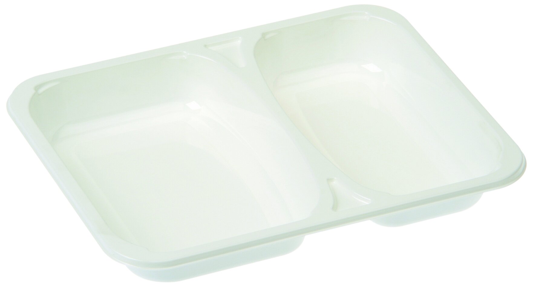 Barquette menu rCPET 1065ml blanche 178x227x43mm, 2 comp., 2227-2K