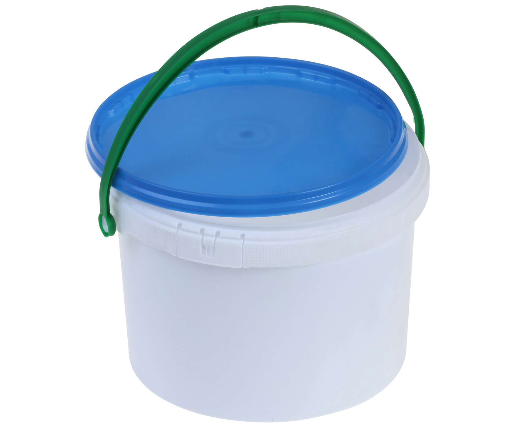 Seau-plastique blanc 3 lt avec couvercle bleu