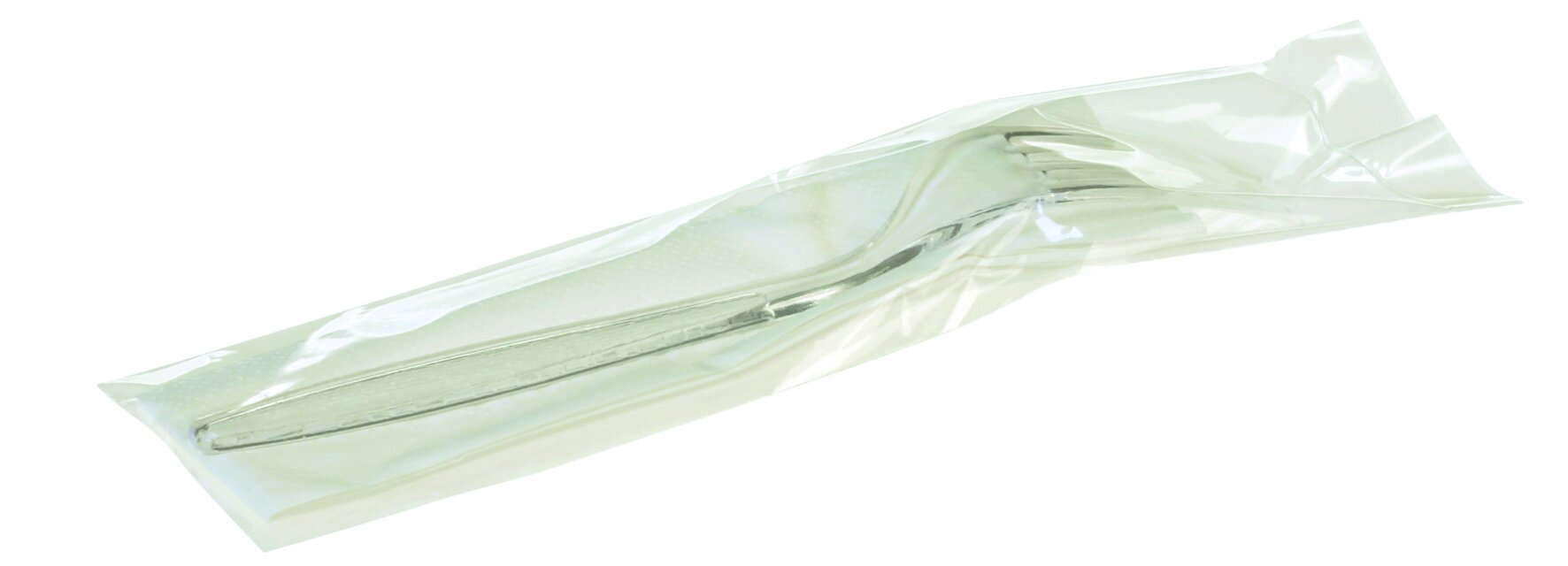 Fourchette maxi PS transparent avec 2-couches serviette