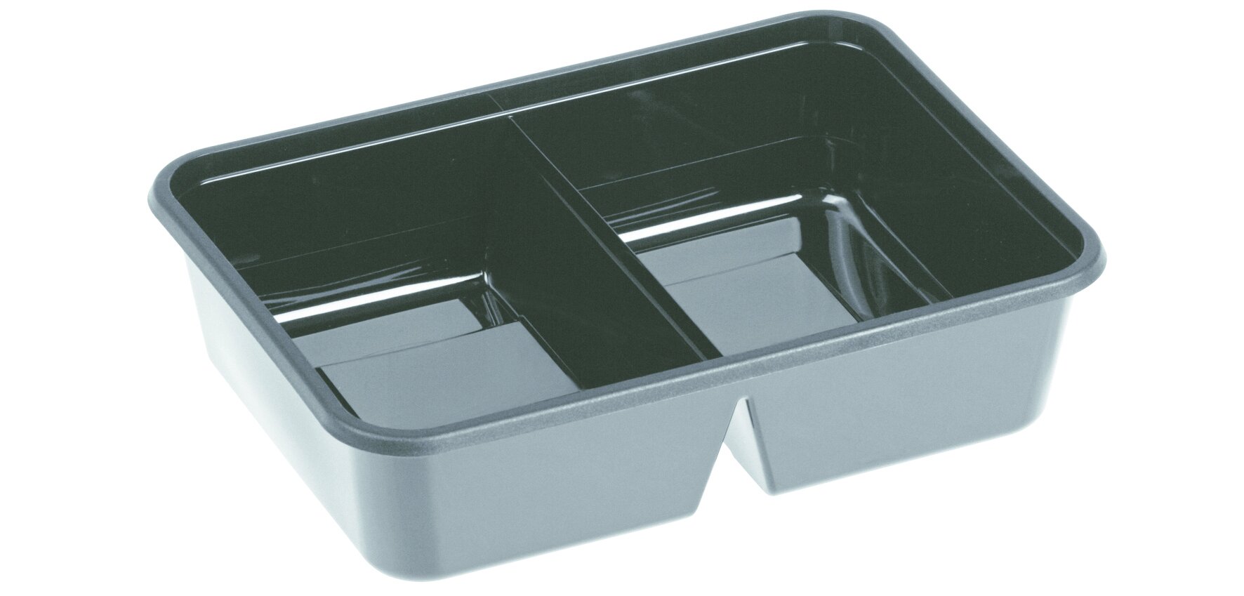 boîte rectang. PP 2x300ml noir 135x183x45mm, subdivisé