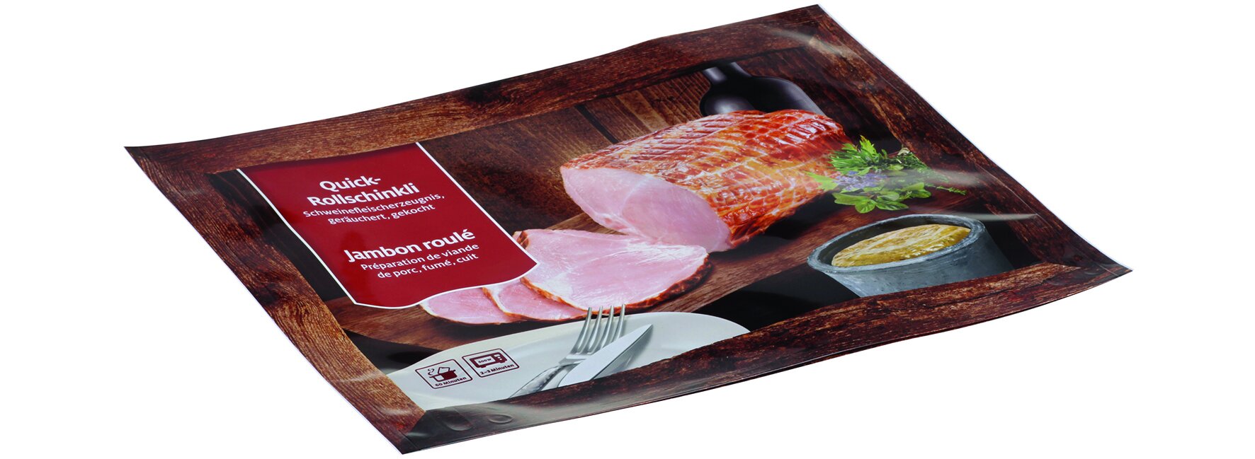 Sachet Quick jambon roulé 290x230+2x55 mm pli de fond