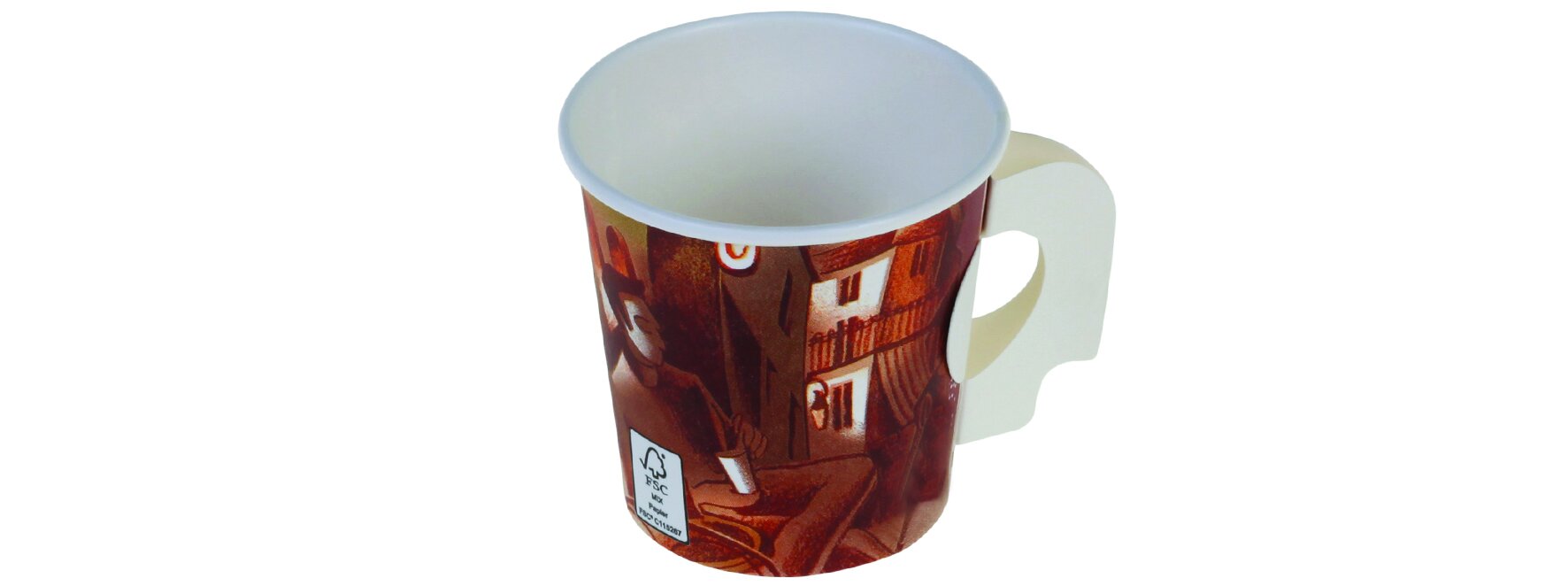 Gobelet à café carton/PE 1dl Ø60mm, Boulevard, avec anse