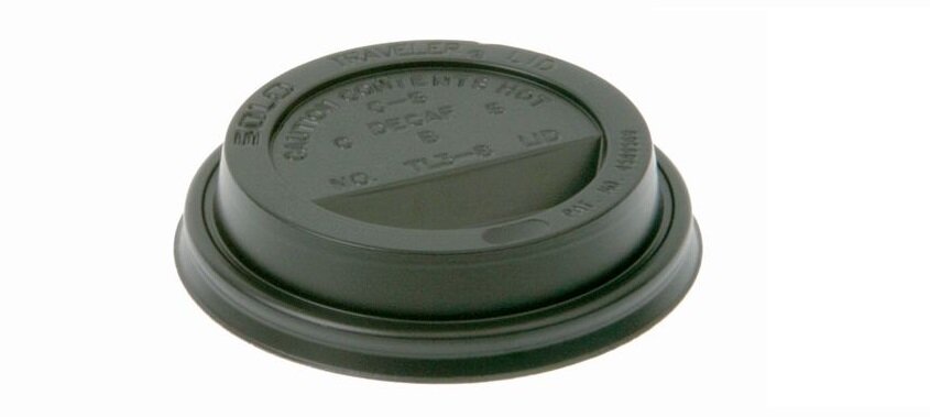 Couvercle dome PS noir Ø85mm, avec trou à boire