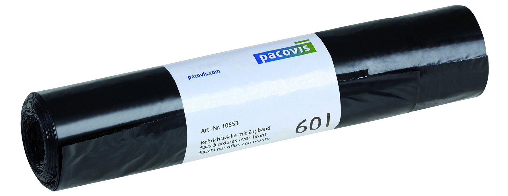 Müllbeutel mit Zugband PE, schwarz, 60 Liter