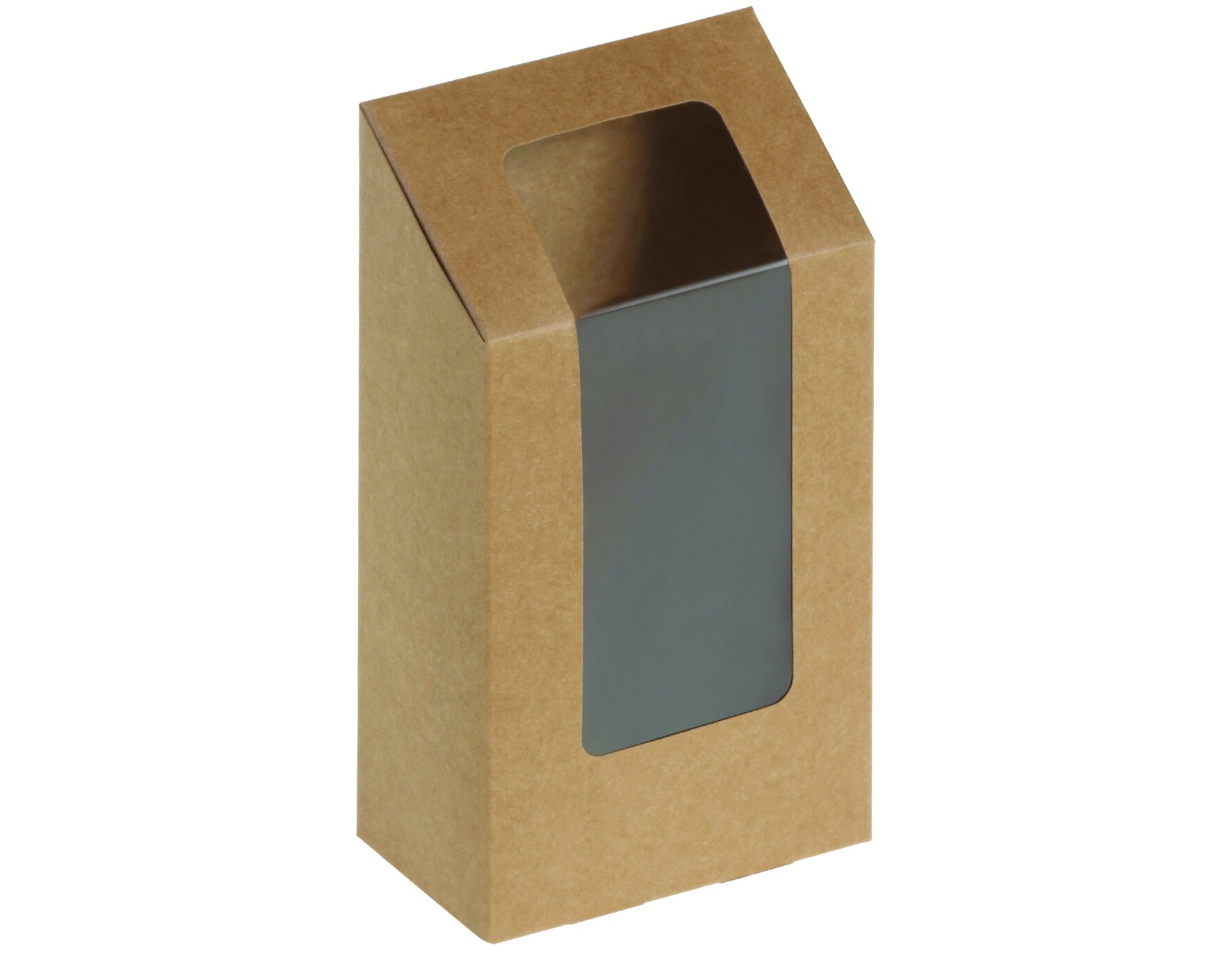 Take-away-Schachtel mit Sichtfenster naturesse Karton/PLA, braun, 17 cm