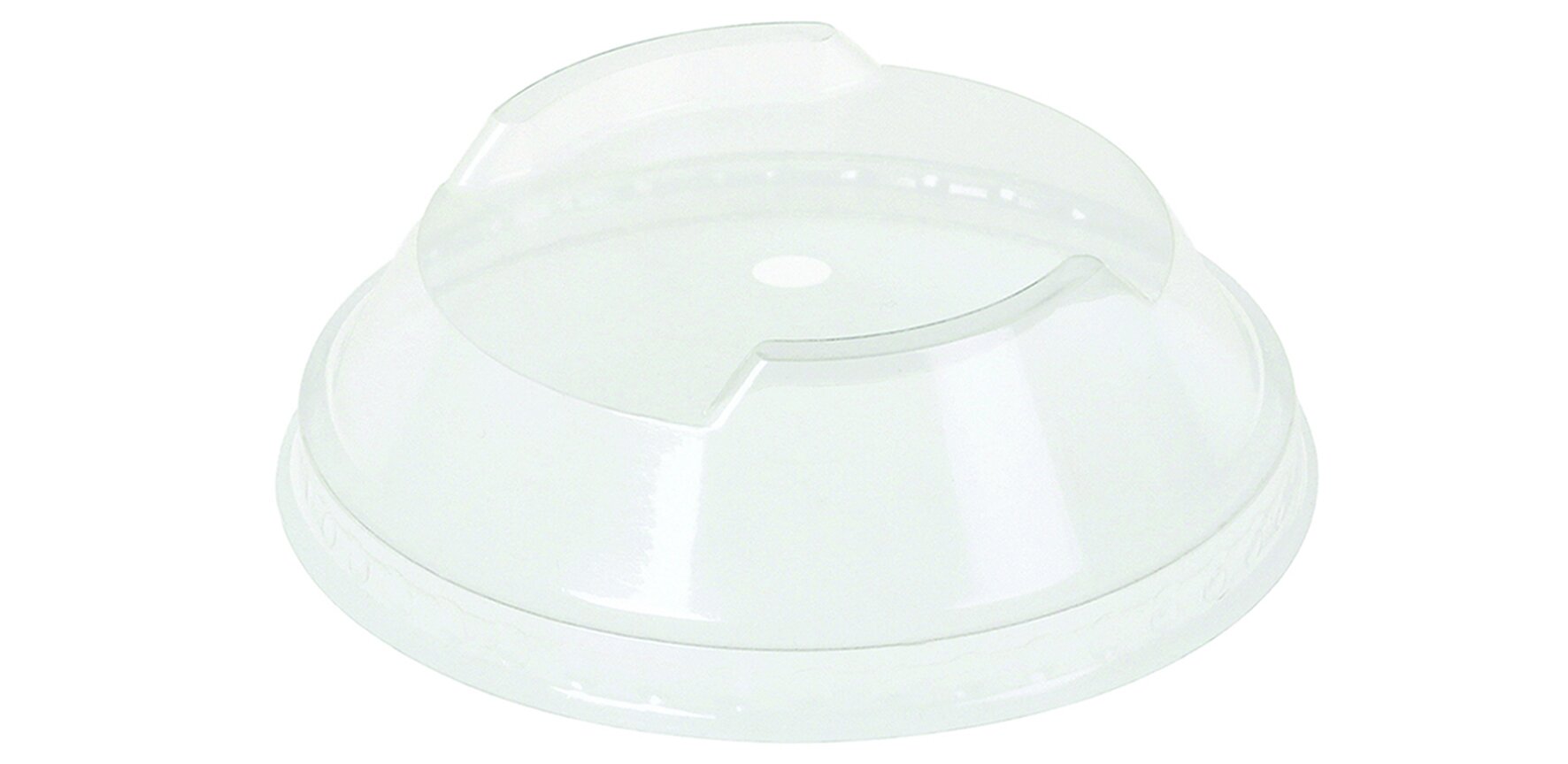 Domdeckel mit Trinkhalmöffung naturesse PLA, transparent, rund, stapelbar, Ø 9,6 cm