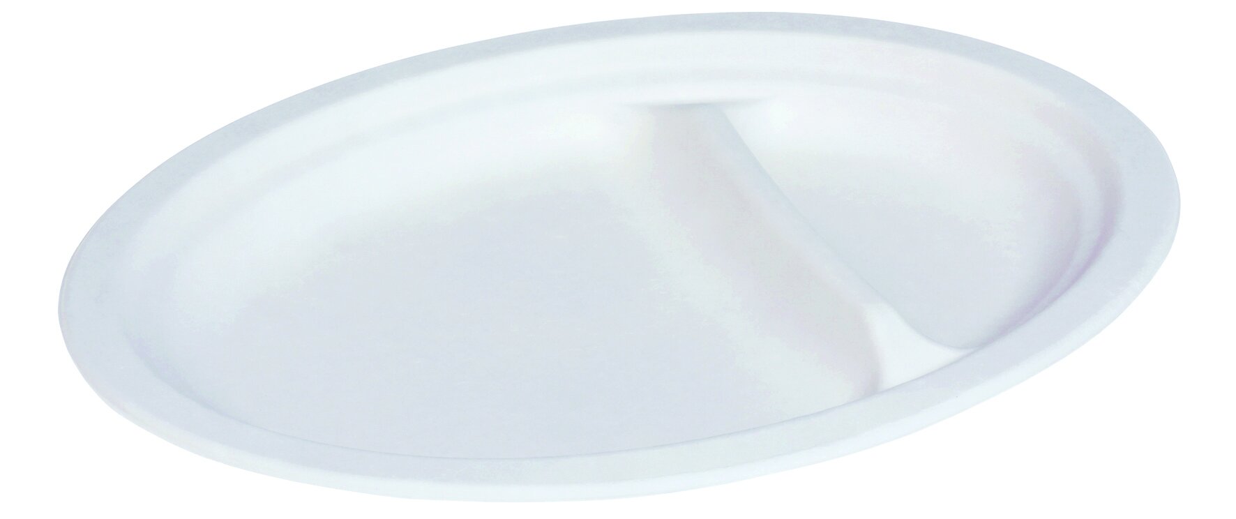 Teller naturesse Zuckerrohr, weiß, oval, 2-geteilt,  Ø 26 cm