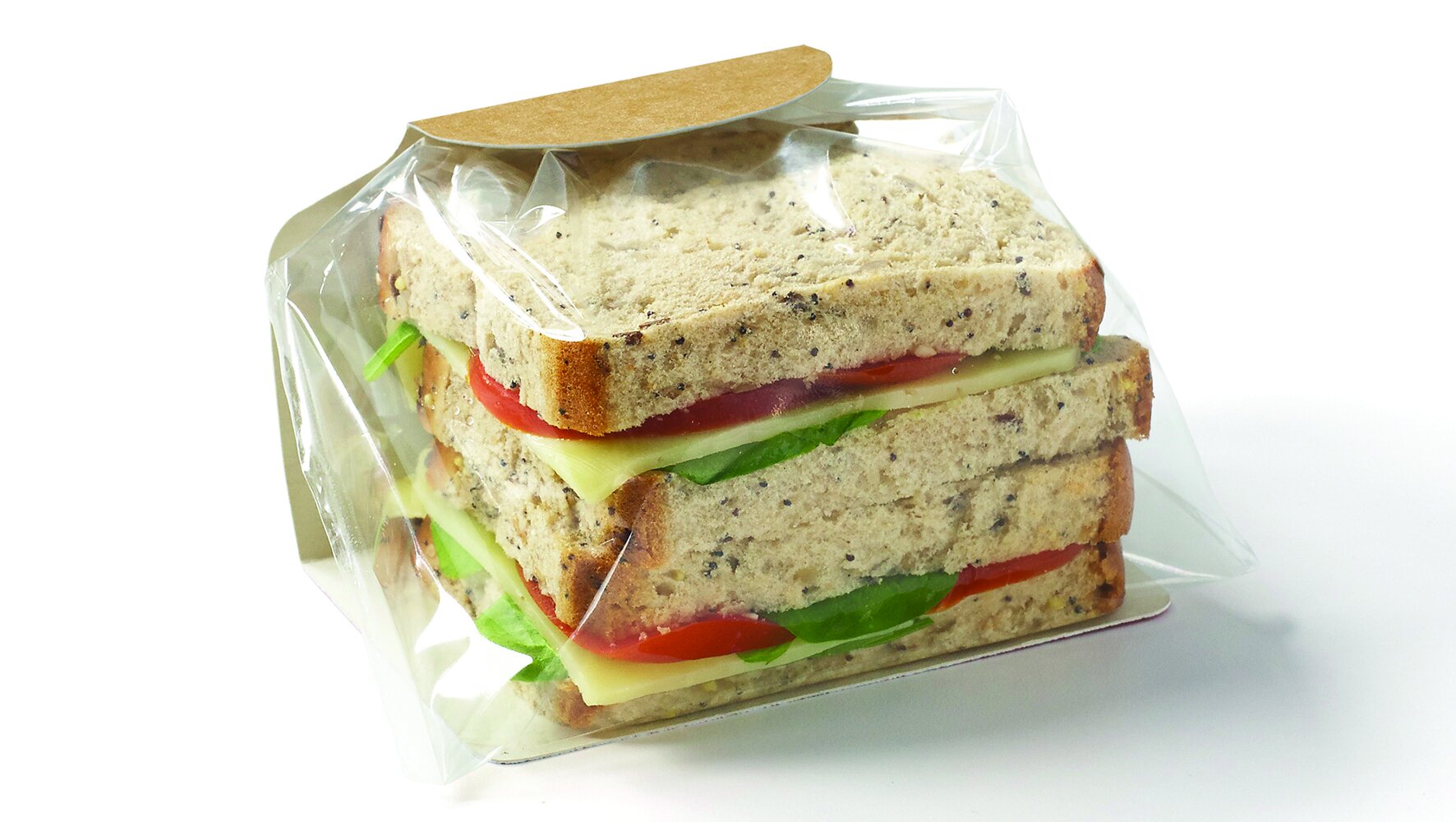 Sandwich-Verpackung mit Folie Karton / PP, braun