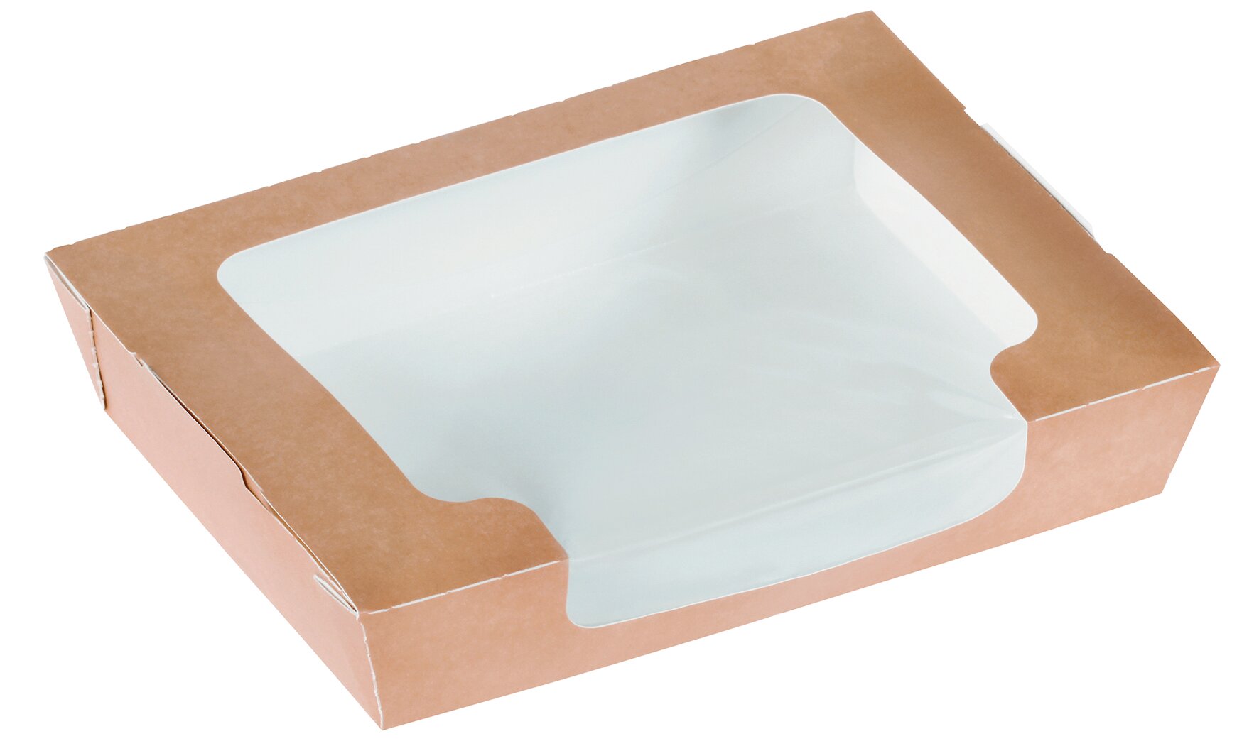 Take-away-Schachtel mit Sichtfenster suplesse Karton / PP, braun, antifog, ca. 1150 ml