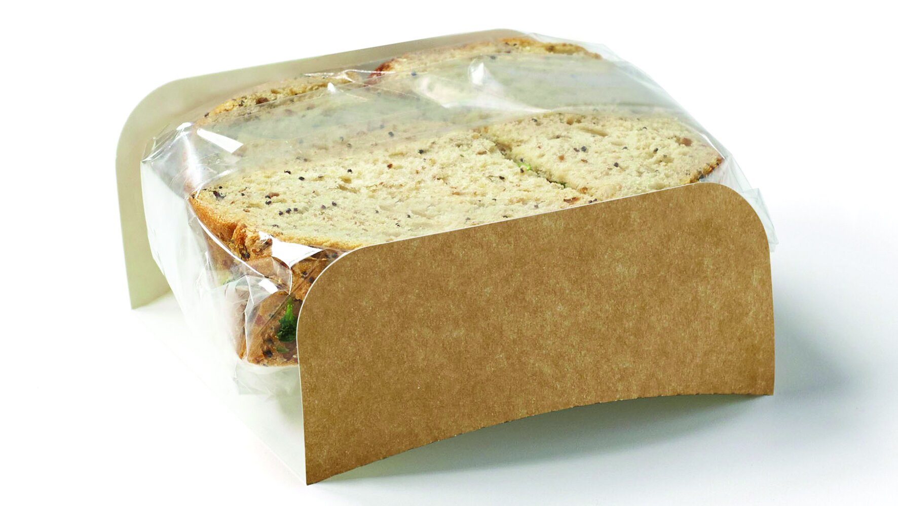 Sandwich-Verpackung mit Folie Karton / PP, braun, quadratisch