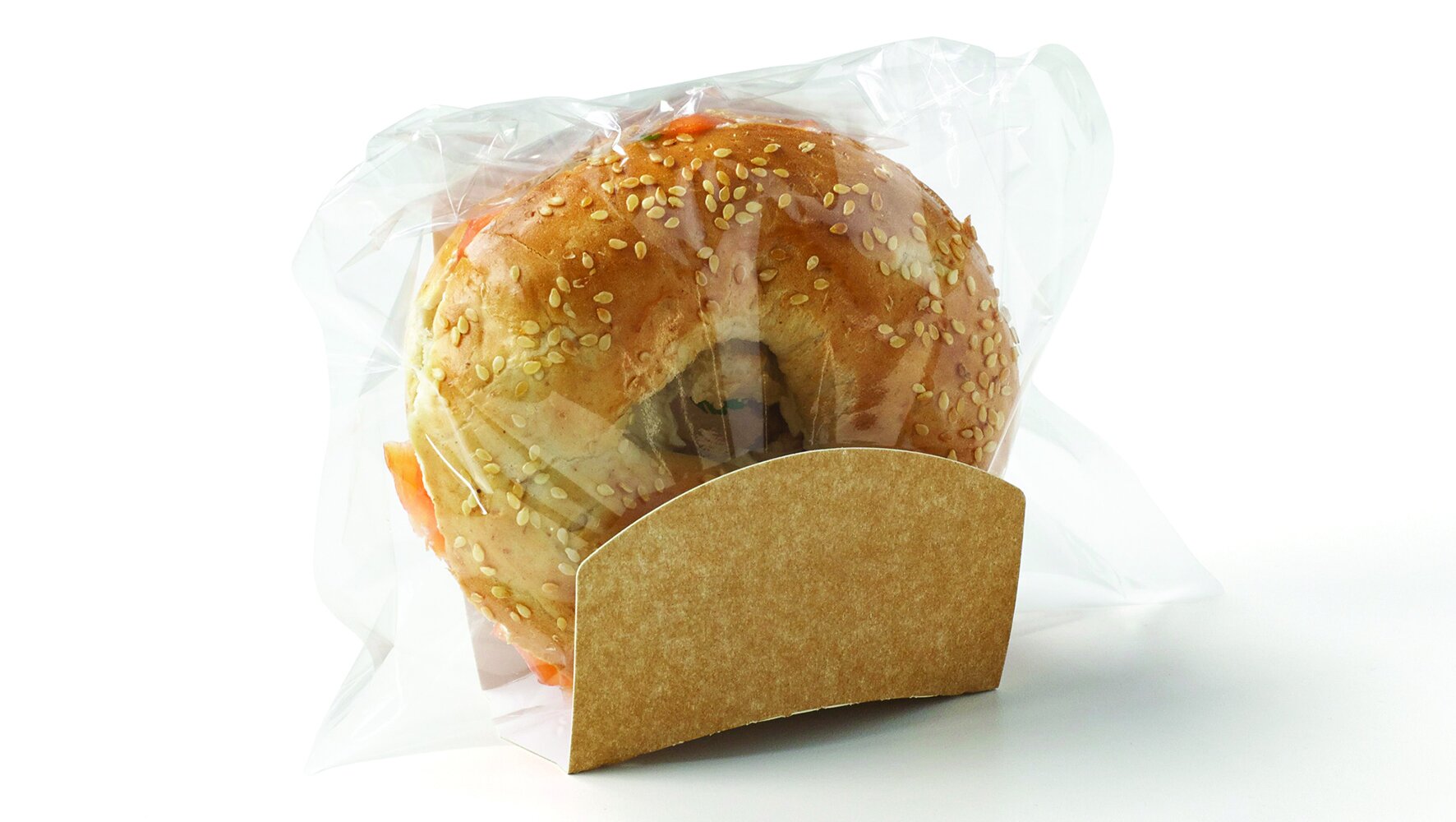 Sandwich-Verpackung mit Folie Karton / PP, braun