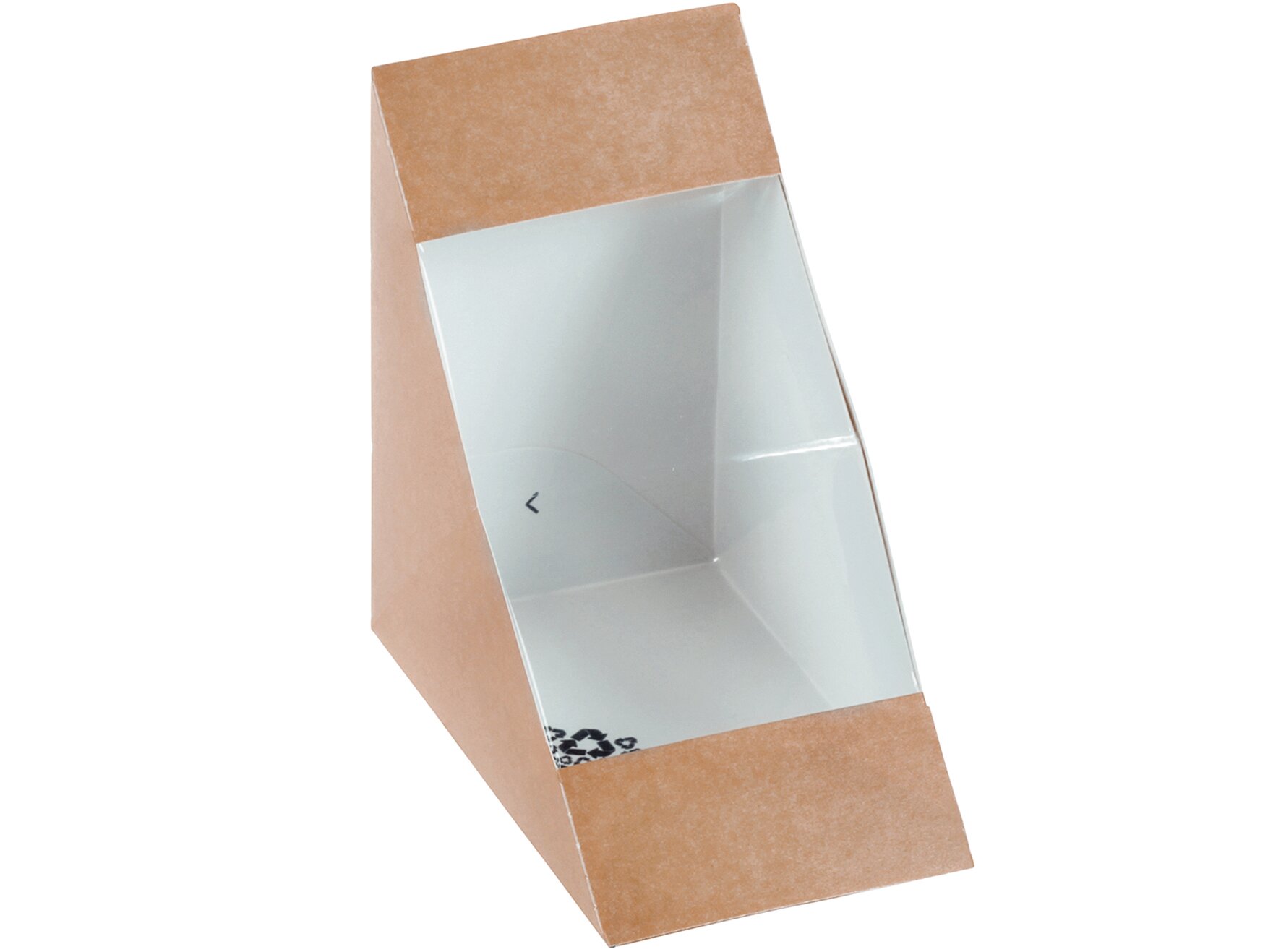 Sandwich-Verpackung mit Sichtfenster suplesse Karton/PP, braun, 12,3 x 3,8 x 12,3 cm