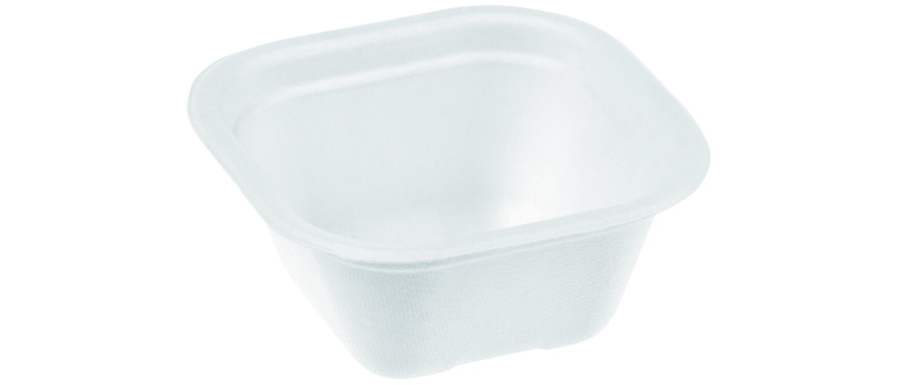 Schale naturesse Zuckerrohr/PBAT, weiß, quadratisch, 350 ml