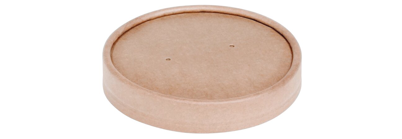 Deckel mit Dampfloch naturesse Kraft-Karton/PLA, braun, rund, Ø 11,8 cm