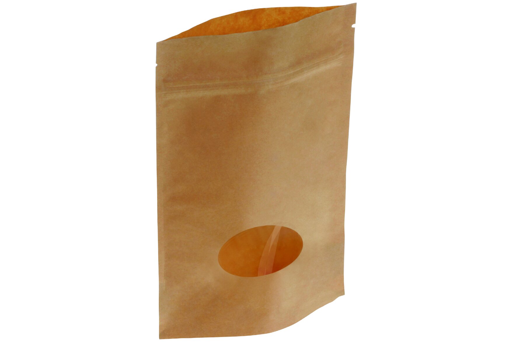 Standbodenbeutel mit Sichtfenster suplesse Papier/PE, braun, 150 g