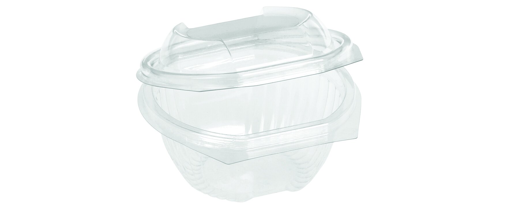 Schale mit Klappdeckel naturesse PLA, transparent, oval, 250 ml