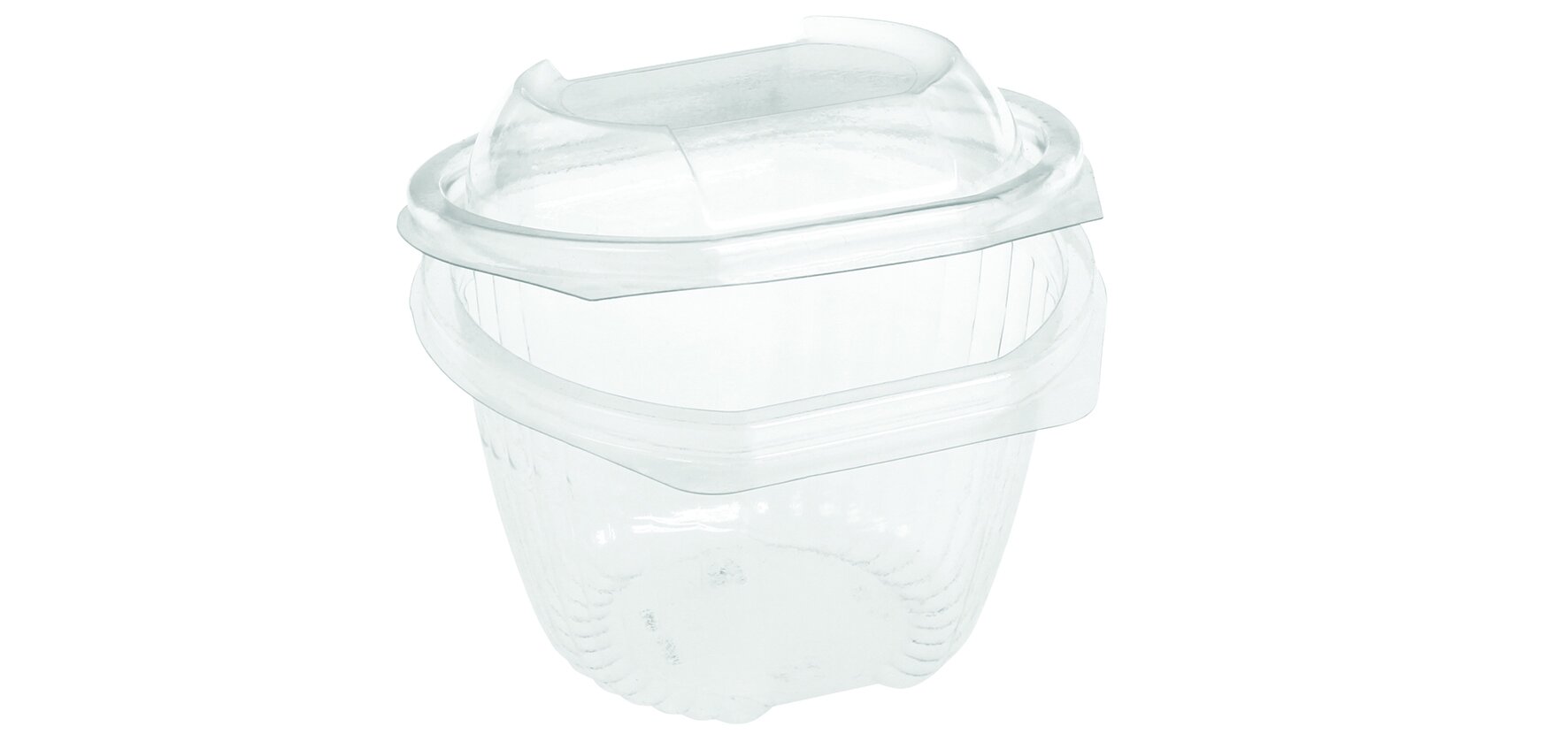 Schale mit Klappdeckel naturesse PLA, transparent, oval, 350 ml