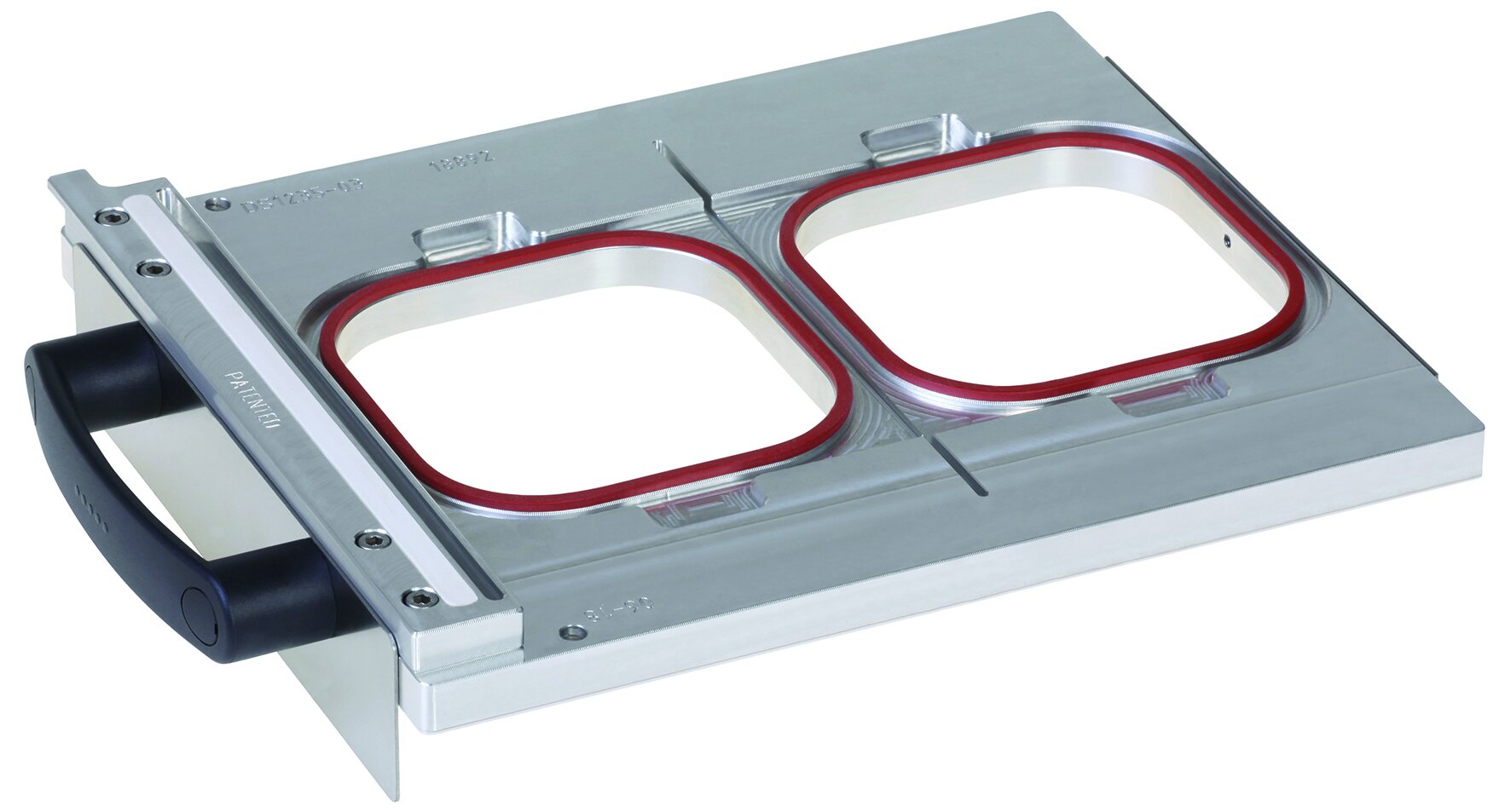 Siegelwerkzeug 2 Kavitäten für Schale quadratisch, 13 x 13 cm