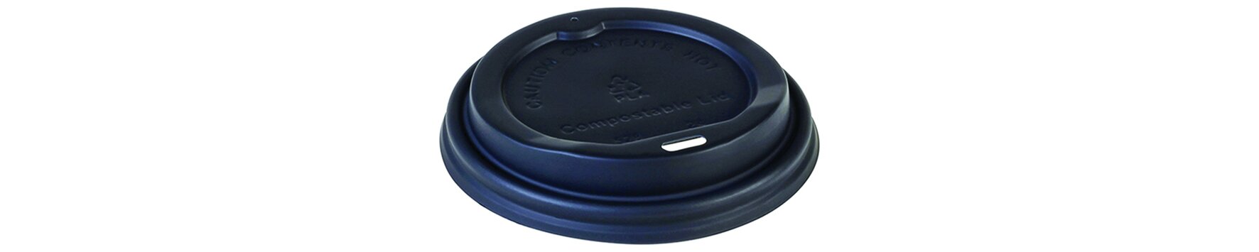 Domdeckel mit Trinköffnung naturesse CPLA, schwarz, rund, Ø 8 cm