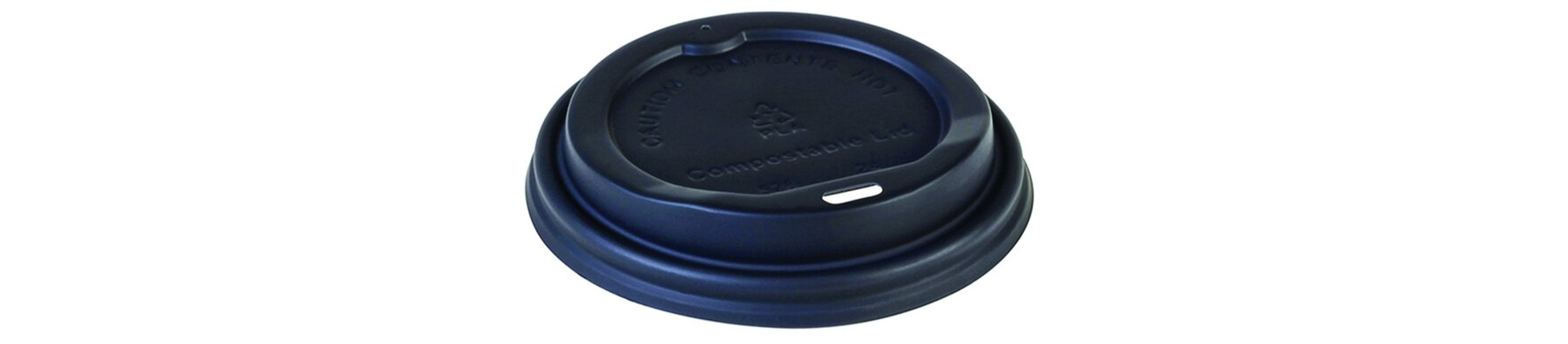 Domdeckel mit Trinköffnung naturesse CPLA, schwarz, rund, Ø 9 cm