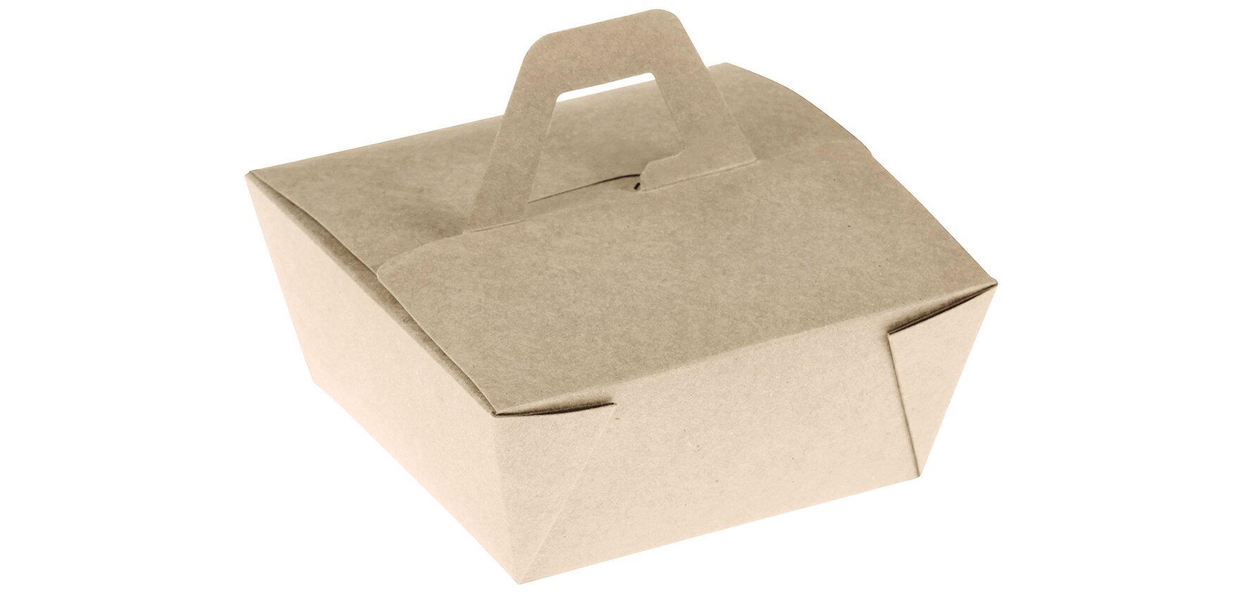 Take-away-Schachtel mit Henkel naturesse Bambus-Papier/PLA, beige, 670 ml