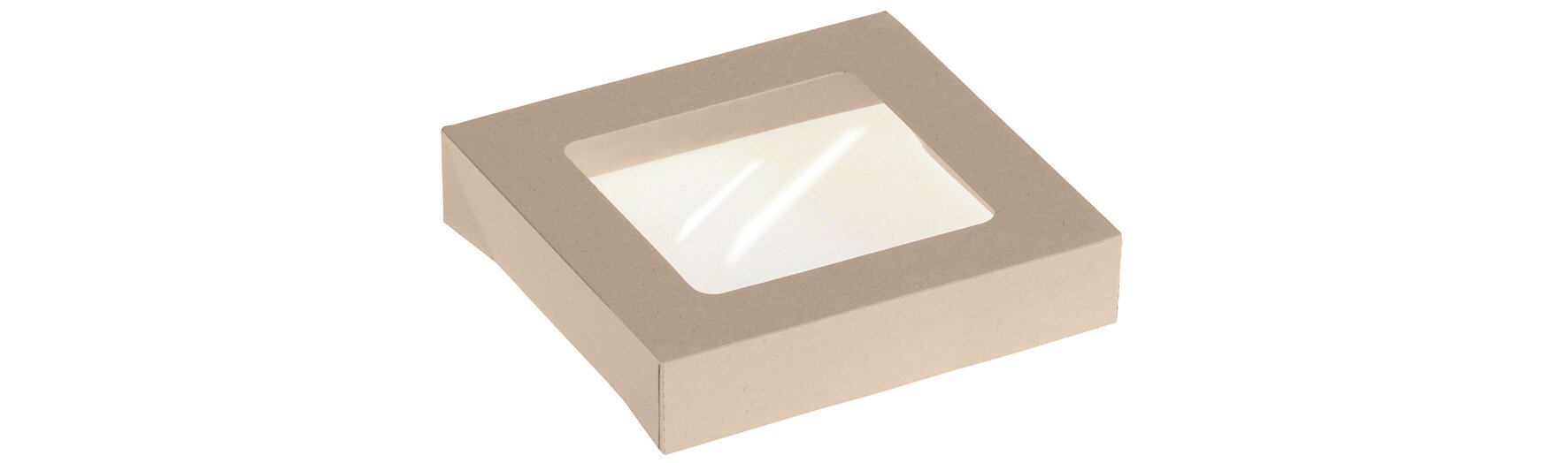 Deckel mit Sichtfenster naturesse, Bambus-Karton/ PLA,  quadratisch, 11,5 x 11,5 cm