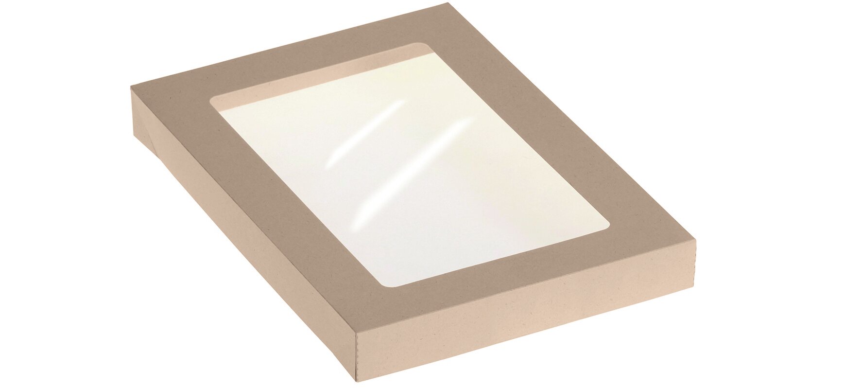 Deckel mit Sichtfenster naturesse, Bambus-Karton/PLA, rechteckig, 21,5 x 13,5 cm