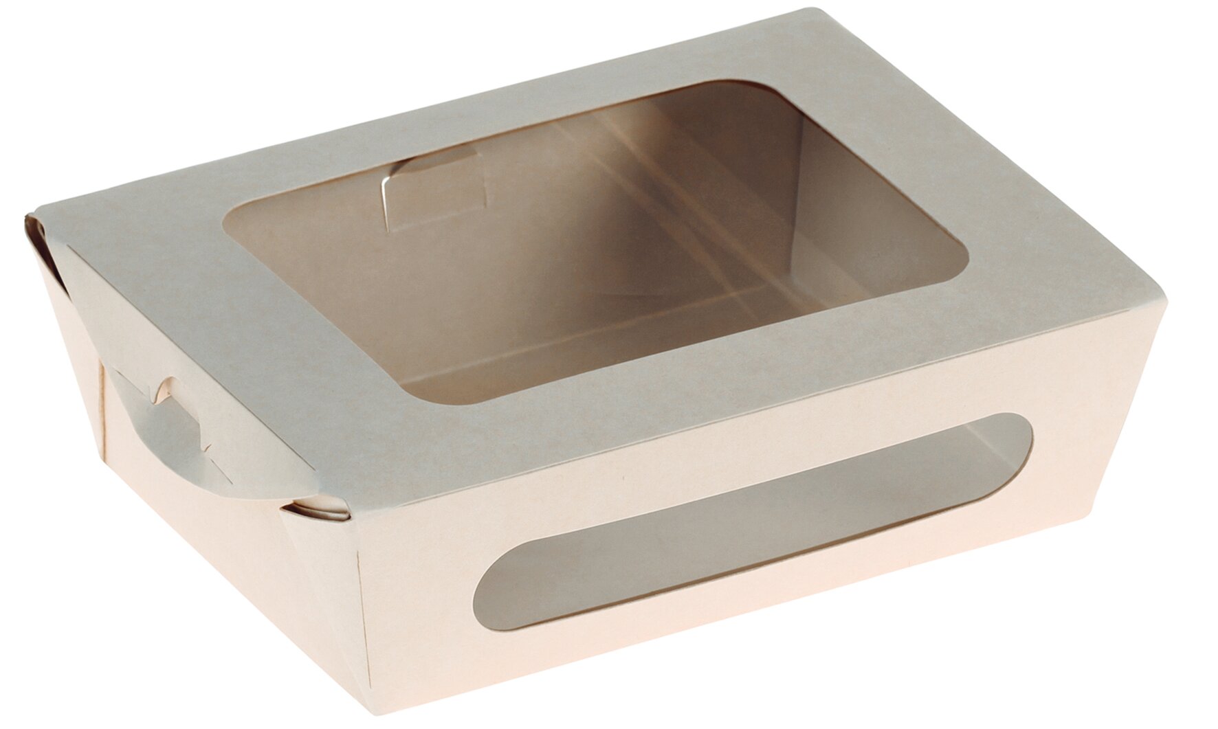 Take-away-Schachtel mit Sichtfenster naturesse Bambus-Papier/PLA, 450 ml