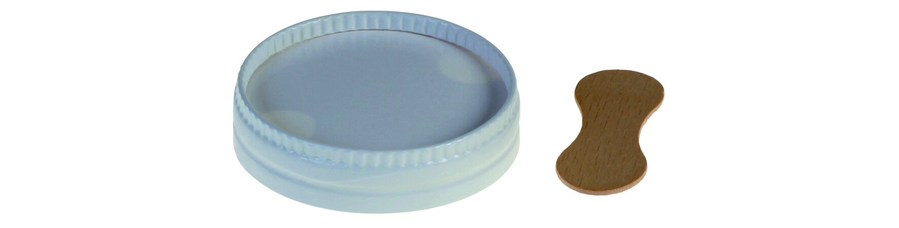 Deckel mit Holzlöffel naturesse Karton/PLA, weiß, Ø6,8 cm