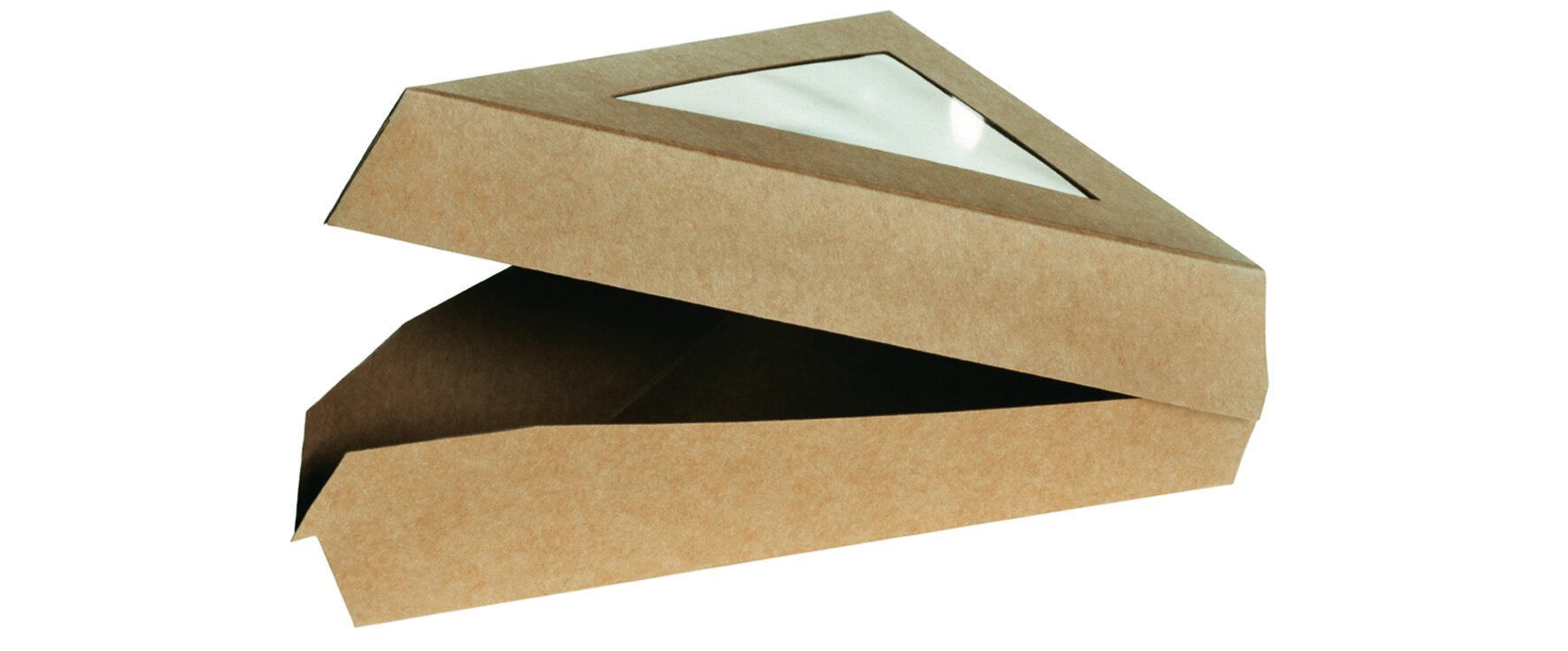 Take-away-Box mit Sichtfenster naturesse Triangel Karton/PLA, braun, 16,7 x 12,9 cm