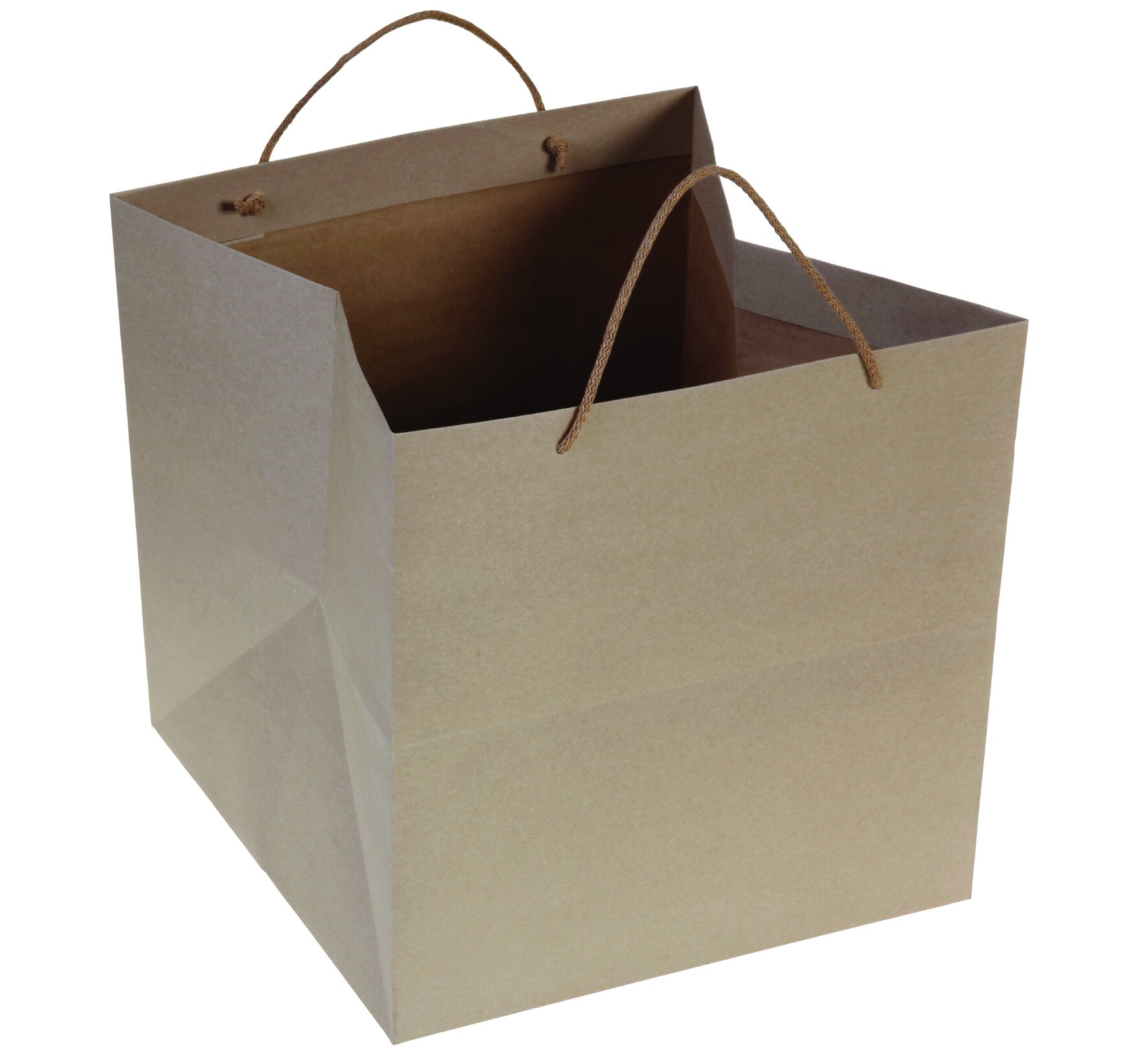 Tragetasche Papier mit Kordelgriff suplesse braun, 185 g/m², 41 x 41 x 41 cm