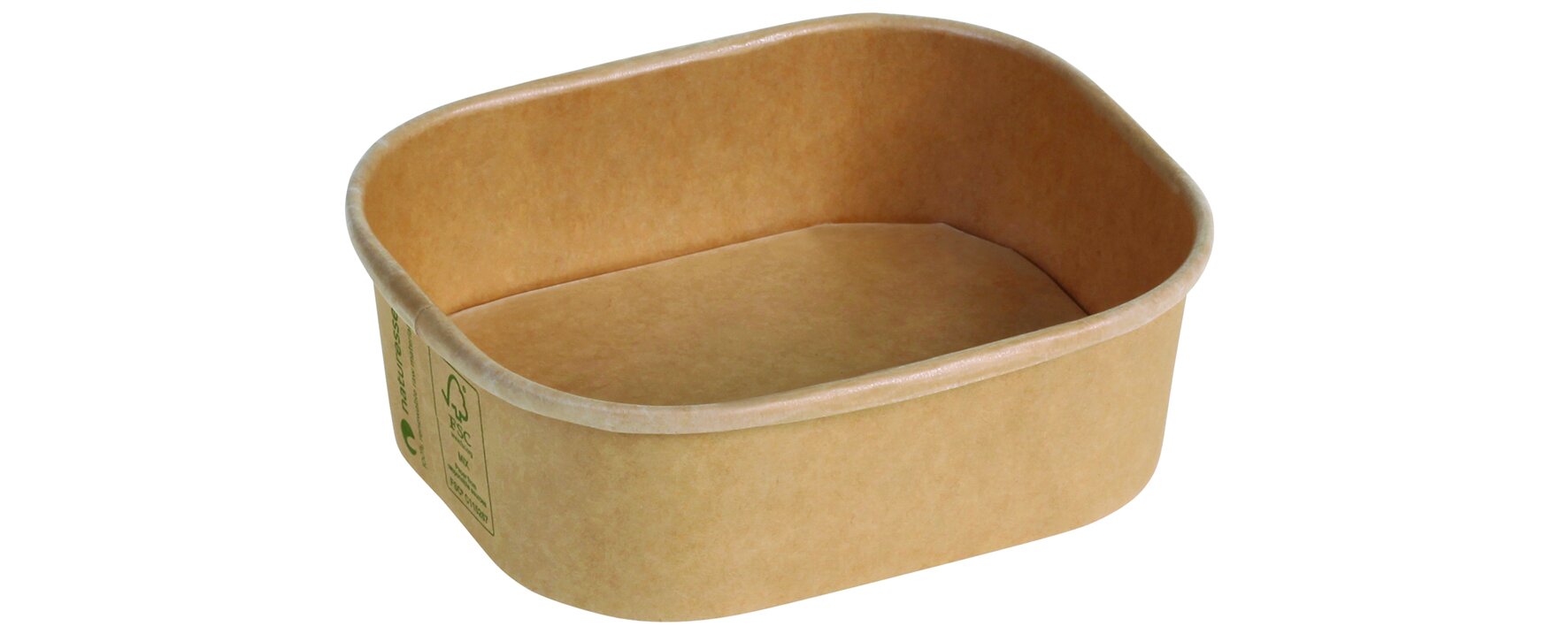 Schale naturesse Kraft-Karton PLA, braun, rechteckig, 275 ml