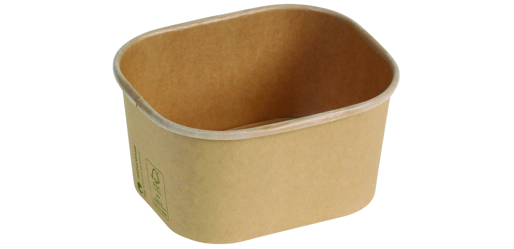 Schale naturesse Kraft-Karton PLA, braun, rechteckig, 500 ml