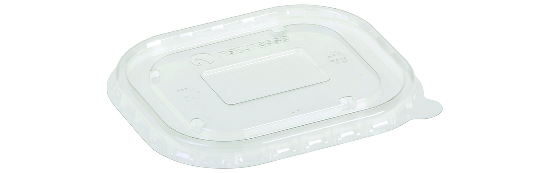 Deckel naturesse PLA, transparent, rechteckig, antifog, 12,5 x 10,5 cm