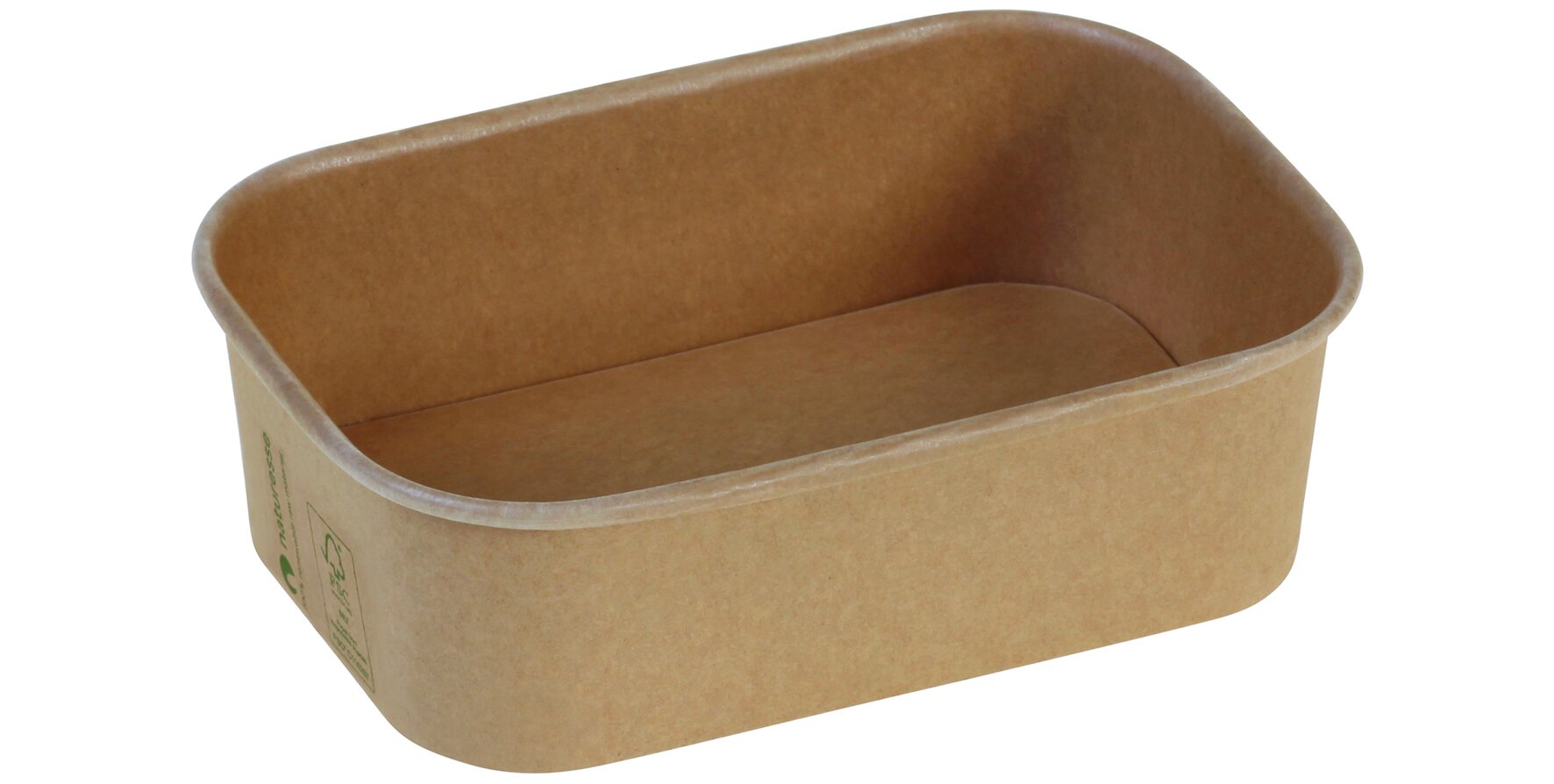 Schale naturesse Kraft-Karton PLA, braun, rechteckig, 650 ml