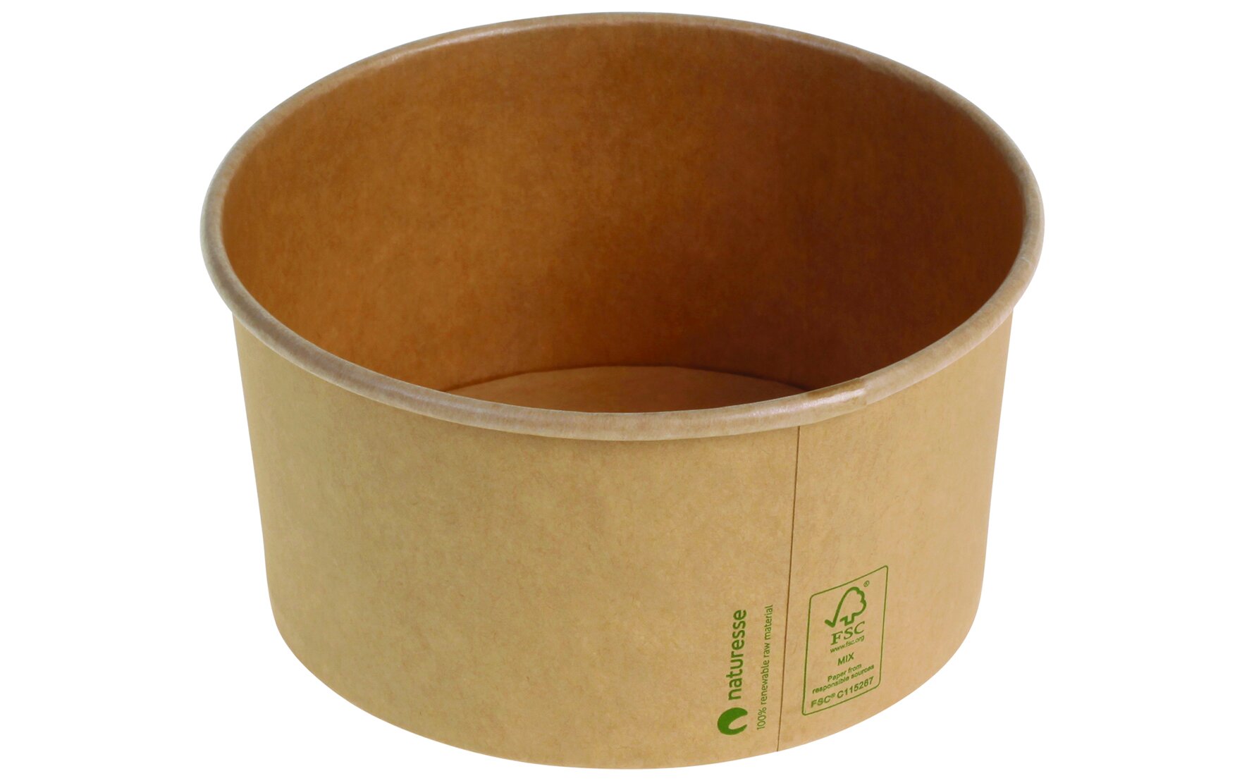 Schale naturesse Karton/PLA, braun, rund, 950 ml