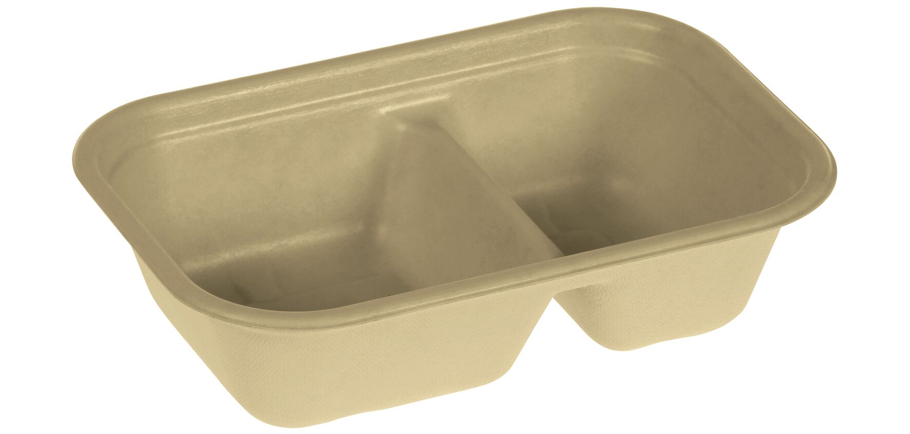 Schale naturesse Zuckerrohr/PBAT, beige, rechteckig, 2-geteilt, 420/250 ml