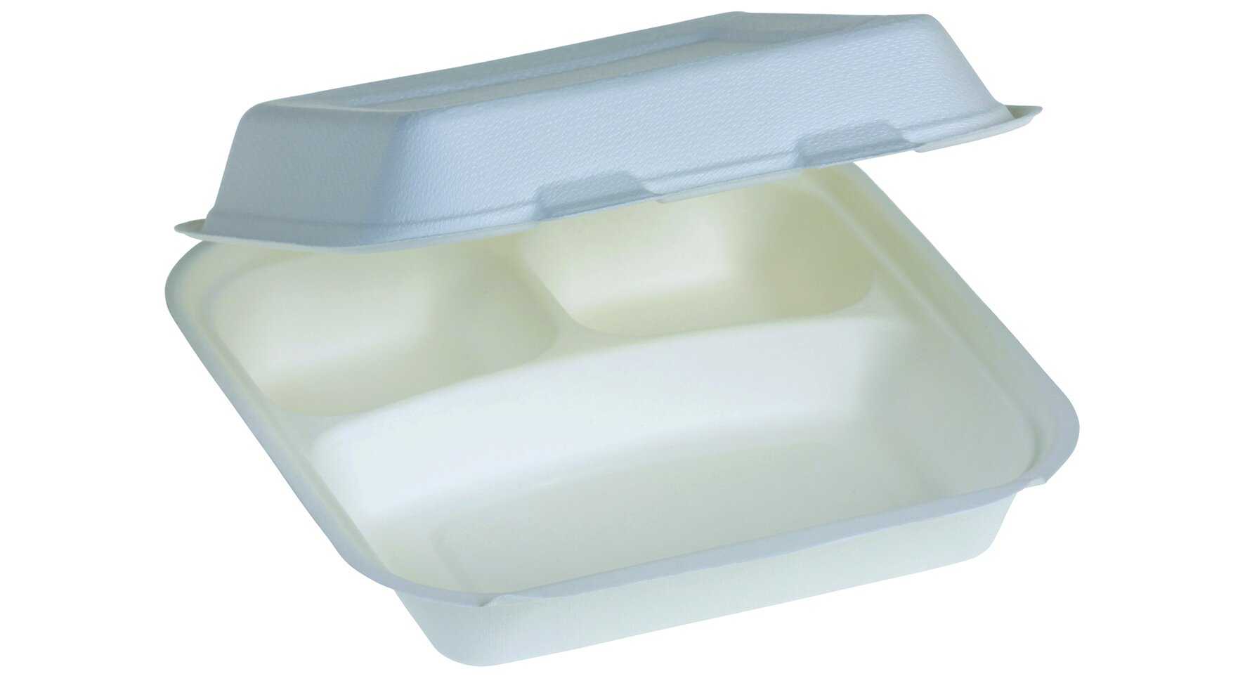 Menüschale mit Klappdeckel suplesse Zuckerrohr, weiß, 3.geteilt, 520 ml