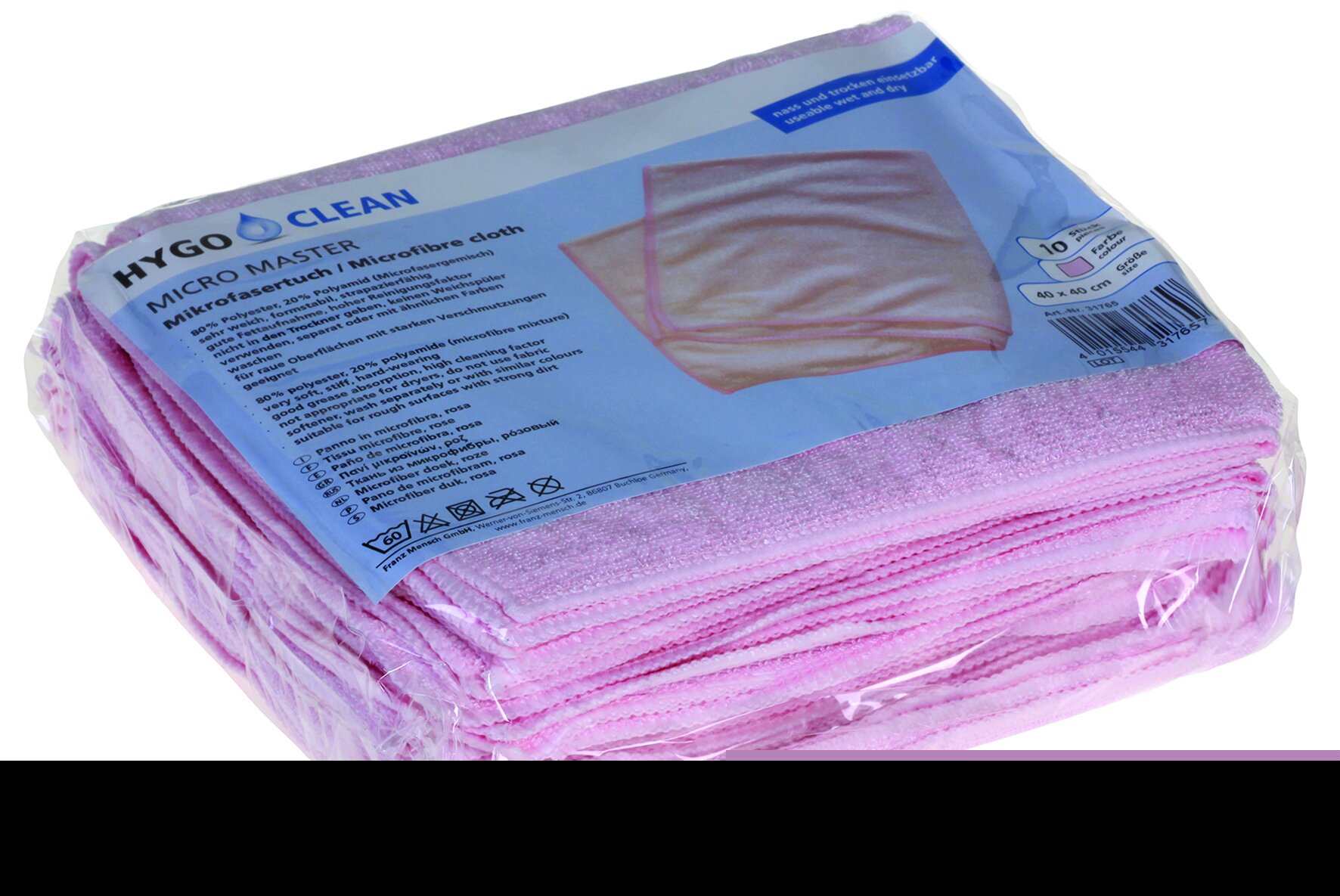 Reinigungstuch Mikrofaser, rosa, 40 x 40 cm