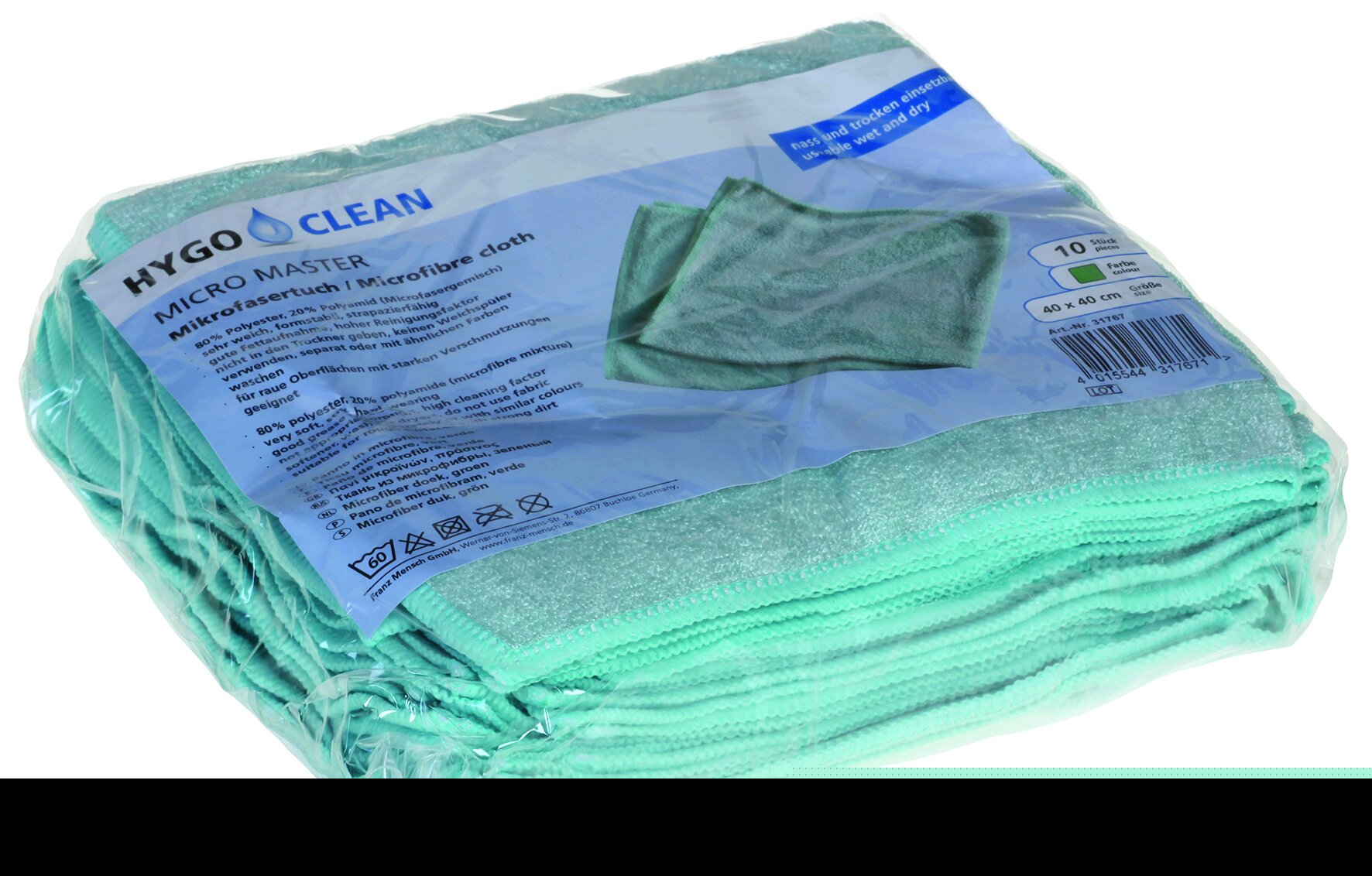 Reinigungstuch Mikrofaser, grün, 40 x 40 cm