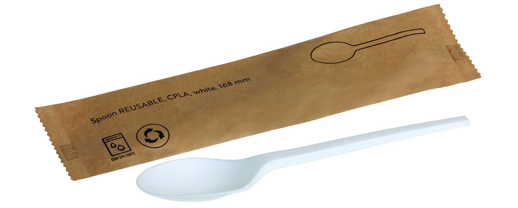 Löffel naturesse reusable CPLA, weiß, einzeln verpackt, 16,8 cm