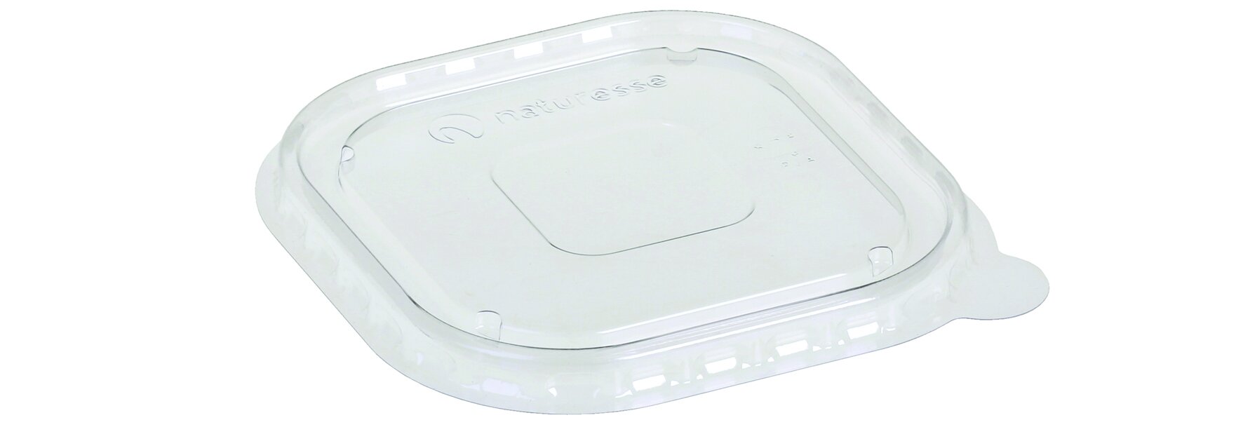 Deckel naturesse PLA, transparent, quadratisch, antifog, 11,5 x 11,5 cm