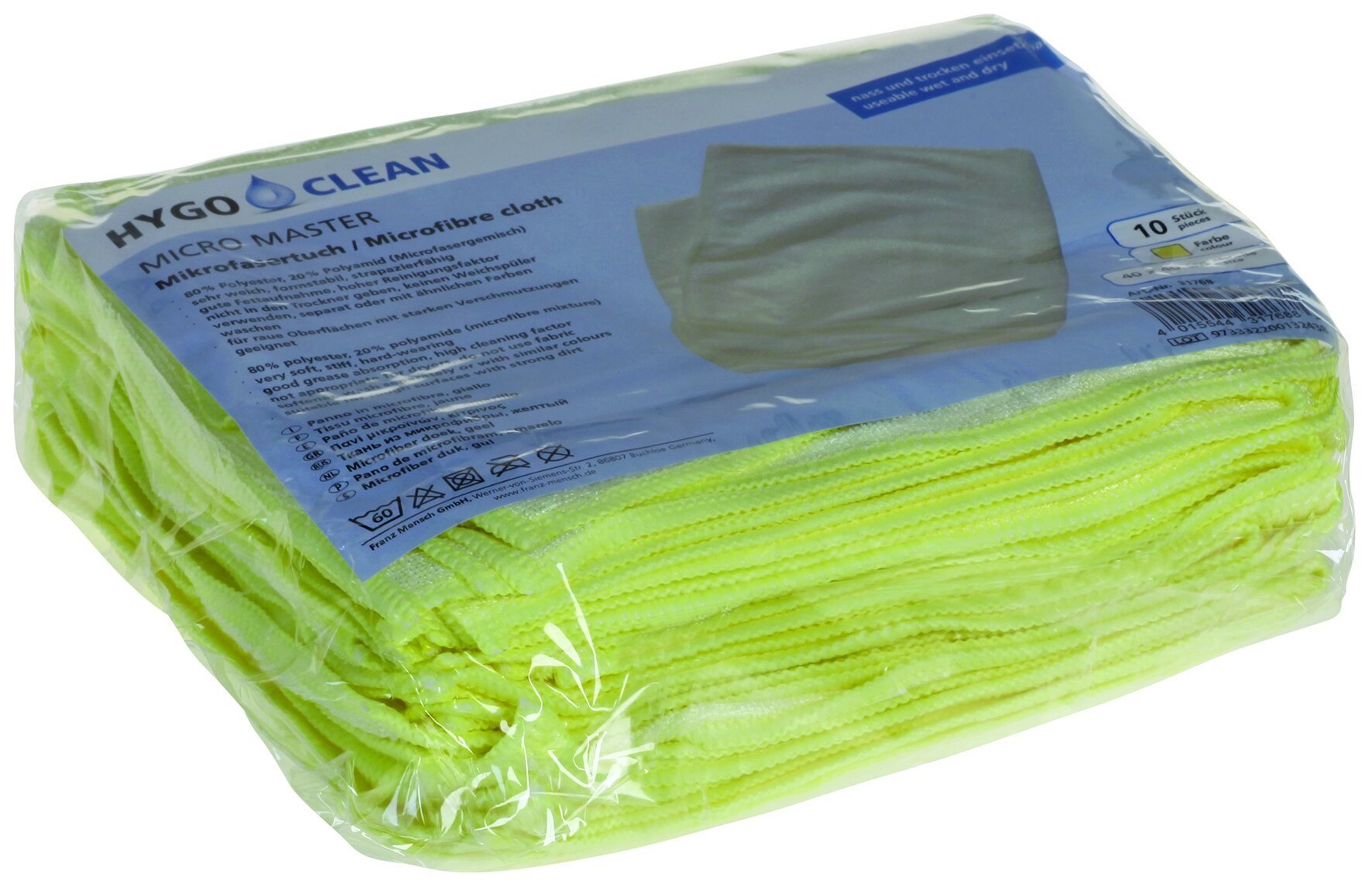 Mikrofaser-Reinigungstuch, gelb, 40 x 40 cm