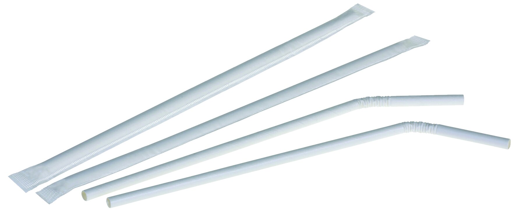 Trinkhalm mit Knick naturesse Papier, weiß, gehülst, Ø 6 mm x 240 mm