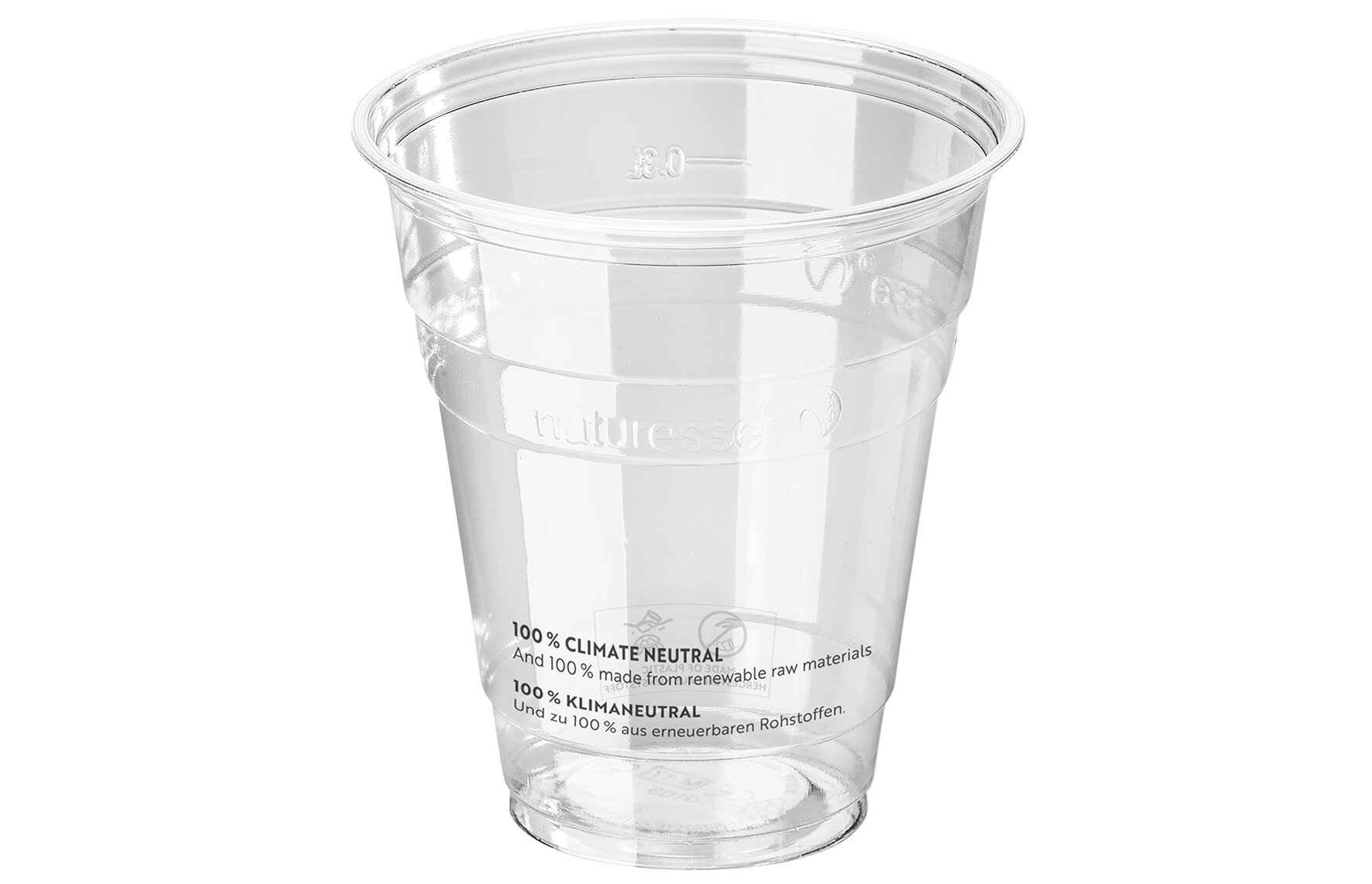 Trinkbecher geeicht SUP-Logo naturesse PLA, transparent, 300 ml