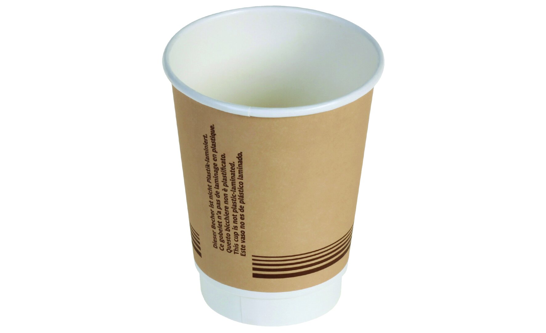 Becher ohne Plastiklaminierung naturesse Karton, braun, doppelwandig, 300 ml
