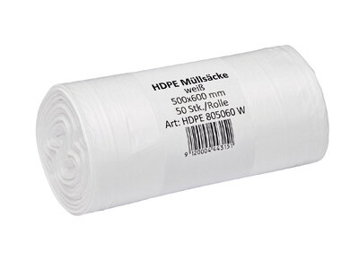 Müllsäcke HDPE, weiß, 30 l, 7 my
