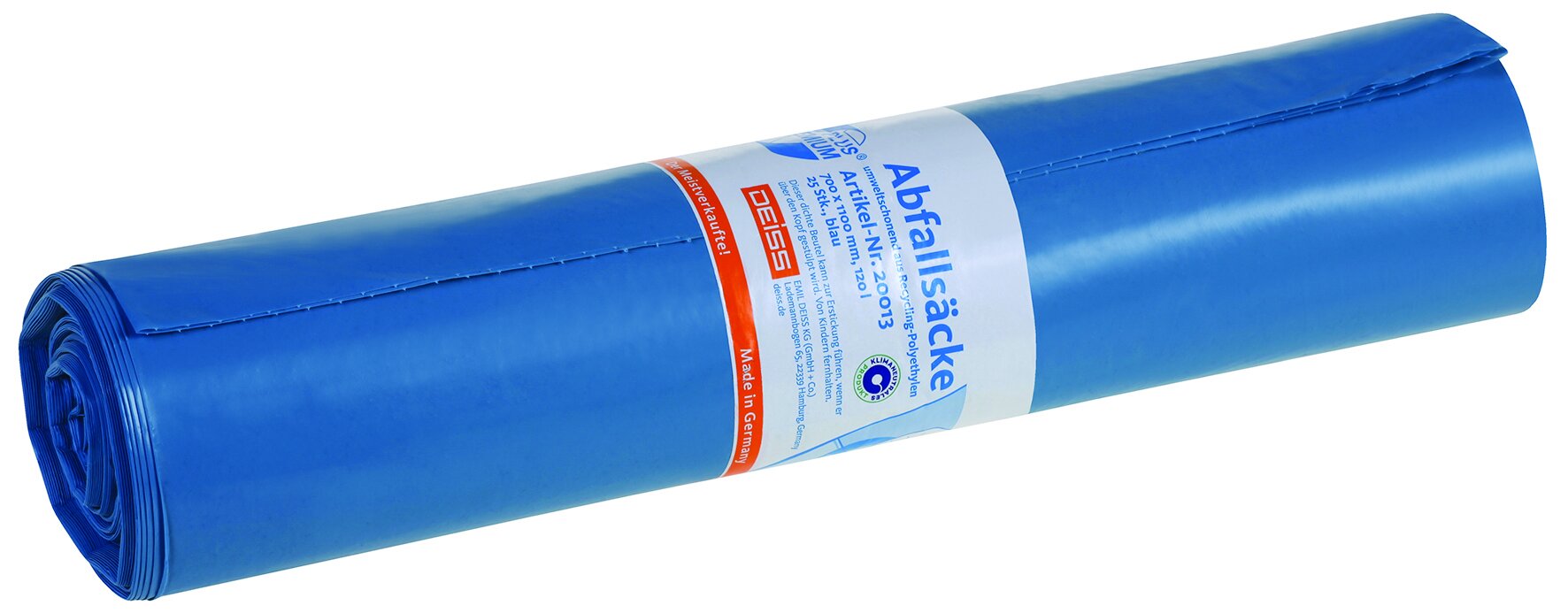 Müllbeutel LDPE, blau, 120 l