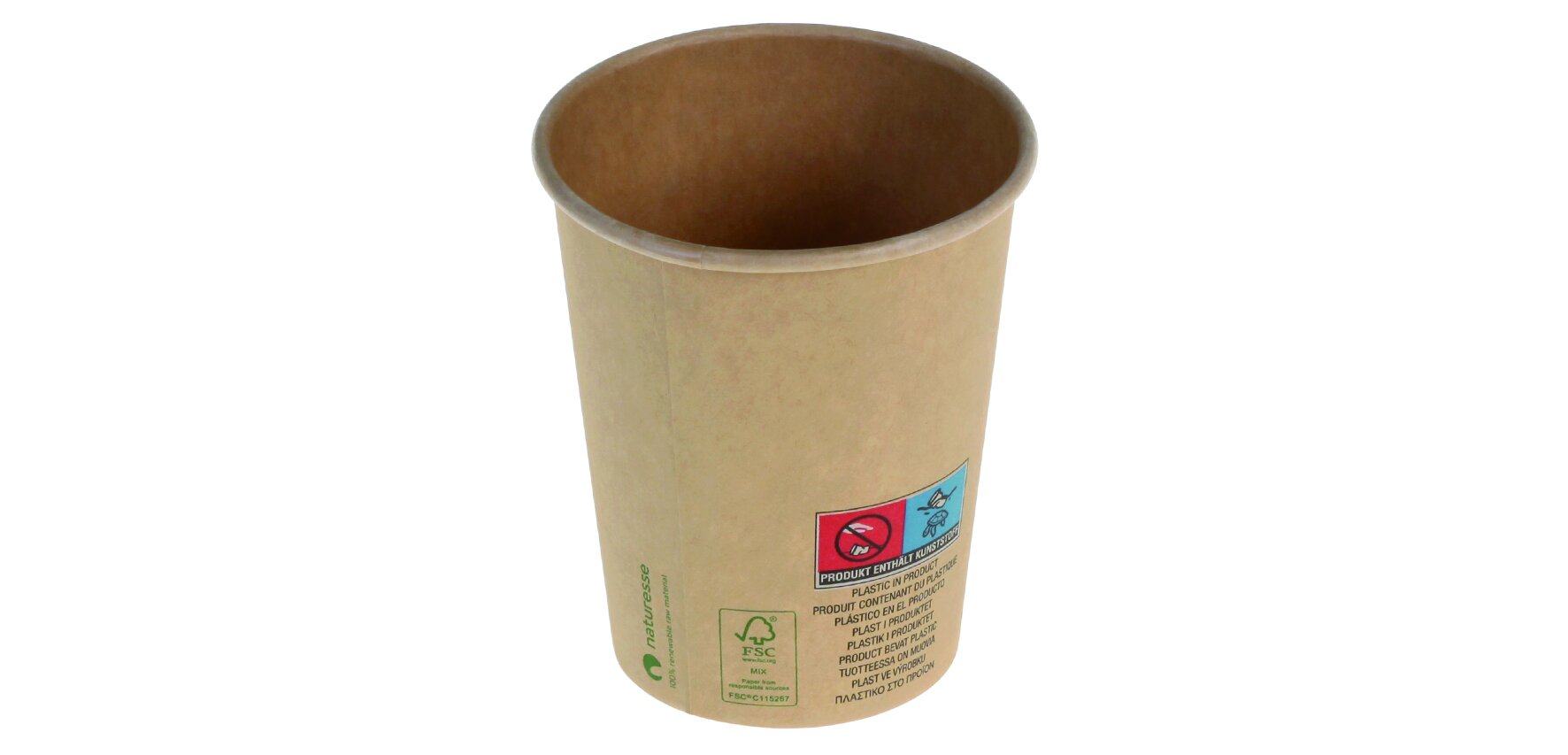 Becher SUP-Logo naturesse Kraft-Karton/PLA, braun, 200 ml